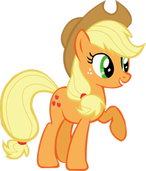 Size: 2262x2651 | Tagged: safe, artist:thebosscamacho, applejack, earth pony, pony, g4, .svg available, applejack's hat, cowboy hat, female, hat, high res, mare, raised hoof, simple background, solo, transparent background, vector