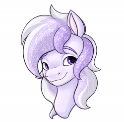 Size: 2454x2403 | Tagged: safe, artist:dancingkinfiend, oc, oc only, oc:starstorm slumber, pegasus, pony, bust, female, happy, high res, lidded eyes, mare, simple background, smiling, smirk, solo, wavy hair, wavy mane, white background