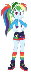 Size: 1536x3685 | Tagged: safe, artist:gmaplay, rainbow dash, equestria girls, g4, clothes, cute, dashabetes, music festival outfit, rainbow socks, simple background, socks, solo, striped socks, transparent background