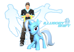 Size: 1280x907 | Tagged: safe, artist:gyr0thescout, trixie, g4, 3d, keyblade, kingdom hearts, scout, simple background, source filmmaker, transparent background