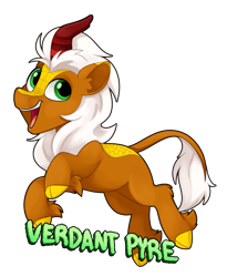 Size: 2410x2946 | Tagged: safe, artist:luximus17, oc, oc only, oc:verdant pyre, kirin, happy, high res, kirin oc, male, open mouth, open smile, simple background, smiling, solo, transparent background
