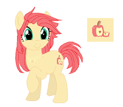 Size: 467x408 | Tagged: safe, artist:selenaede, artist:xlollycreamx, oc, oc only, unnamed oc, earth pony, pony, base used, cutie mark, earth pony oc, female, looking at you, mare, offspring, parent:big macintosh, parent:fluttershy, parents:fluttermac, raised hoof, reference sheet, simple background, solo, white background