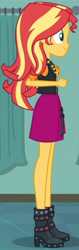 Size: 1296x4095 | Tagged: safe, screencap, sunset shimmer, do it for the ponygram!, equestria girls, equestria girls series, g4, spoiler:eqg series (season 2), boots, clothes, cropped, cute, female, geode of empathy, high heel boots, jacket, jewelry, leather, leather boots, leather jacket, magical geodes, necklace, shimmerbetes, shoes, side view, smiling, solo