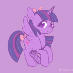 Size: 2048x2048 | Tagged: safe, artist:pfeffaroo, twilight sparkle, alicorn, pony, g4, bow, cute, hair bow, high res, solo, tail, tail bow, twiabetes, twilight sparkle (alicorn)