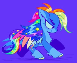 Size: 1464x1198 | Tagged: safe, artist:lemoocado, rainbow dash, pegasus, pony, g4, colored wings, g5 concept leaks, multicolored wings, rainbow dash (g5 concept leak), rainbow wings, simple background, solo, wings