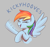 Size: 313x296 | Tagged: safe, artist:thebatfang, rainbow dash, pegasus, pony, g4, aggie.io, eyes closed, female, flying, happy, hoofy-kicks, lowres, mare, open mouth, simple background, smiling, solo, waving