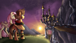 Size: 3840x2160 | Tagged: safe, artist:not-ordinary-pony, fluttershy, pegasus, pony, fanfic:kingdom hearts of harmony, g4, canterlot, commission, crossover, high res, kingdom hearts, kingdom hearts of harmony, ponified, sora
