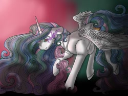 Size: 512x384 | Tagged: safe, artist:unknownfilters, princess celestia, alicorn, pony, g4, corrupted, dark magic, female, magic, solo