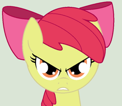 Size: 650x568 | Tagged: safe, artist:pupster0071, apple bloom, earth pony, pony, g4, female, filly, foal, scowl, solo