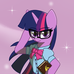 Size: 1080x1080 | Tagged: safe, artist:deltarainrum, kotobukiya, twilight sparkle, semi-anthro, g4, arm hooves, clothes, equestria girls outfit, female, glasses, i can't believe it's not sci-twi, looking at you, mare, meganekko, solo