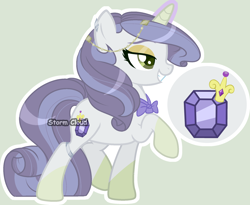Size: 1918x1576 | Tagged: safe, artist:stormcloud-yt, oc, oc only, oc:rareness, pony, unicorn, base used, female, gem, glowing, glowing horn, grin, horn, magic, mare, offspring, parent:rarity, parent:thunderlane, parents:rarilane, simple background, smiling, solo, telekinesis