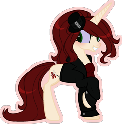 Size: 1169x1191 | Tagged: safe, artist:stormcloud-yt, oc, oc only, pony, unicorn, base used, collaboration, female, hat, horn, mare, raised hoof, simple background, top hat, transparent background, unicorn oc