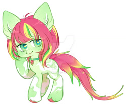 Size: 1024x858 | Tagged: safe, artist:miioko, oc, oc only, earth pony, pony, choker, deviantart watermark, ear fluff, earth pony oc, obtrusive watermark, raised hoof, simple background, solo, watermark, white background