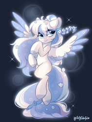 Size: 2028x2680 | Tagged: safe, artist:oofycolorful, oc, oc only, fish, pegasus, pony, braid, bubble, cute, eye clipping through hair, female, high res, seashell, solo