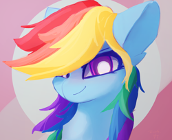 Size: 2642x2160 | Tagged: safe, artist:rainsketch, rainbow dash, pony, g4, abstract background, bust, high res, portrait, solo