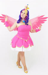 Size: 1962x3055 | Tagged: safe, artist:bellahime, princess cadance, human, g4, 2016, bare shoulders, clothes, cosplay, costume, high heels, irl, irl human, photo, shoes, solo