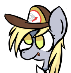 Size: 589x606 | Tagged: safe, artist:alandisc, derpibooru exclusive, derpy hooves, pony, g4, cap, derp, hat, mailmare, mailmare hat, simple background, solo, tongue out, white background