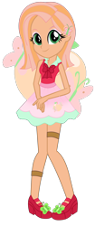 Size: 1168x2784 | Tagged: safe, artist:miidnightsparkle, oc, oc only, oc:butterfly, equestria girls, g4, base used, bow, clothes, cutie mark background, female, mary janes, offspring, parent:big macintosh, parent:fluttershy, parents:fluttermac, shirt, shoes, simple background, skirt, smiling, solo, transparent background