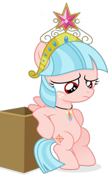 Size: 4590x7380 | Tagged: safe, artist:cirillaq, cozy glow, oc, oc only, oc:cozy glick, pegasus, pony, g4, school raze, "fury" mode, alternate hairstyle, belly, big crown thingy, bipedal, box, clone, crown, crustonium gem, crustonium necklace, crying, element of magic, elements of harmony, female, filly, foal, full body, jewelry, mini twilight, necklace, regalia, sad, simple background, solo, tail, transparent background, vector