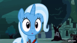 Size: 640x360 | Tagged: safe, screencap, pinkie pie, trixie, earth pony, pony, unicorn, g4, magic duel, season 3, :o, ^^, alicorn amulet, animated, cute, diapinkes, diatrixes, duo, evil trixie, eyes closed, female, floppy ears, gif, gifs.com, mare, no mouth, open mouth, pinkie being pinkie
