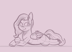 Size: 1900x1400 | Tagged: safe, artist:cobaltskies002, pipp petals, pegasus, pony, g5, :t, female, grayscale, lying down, mare, monochrome, prone, simple background, sketch, wip