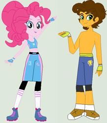 Size: 510x584 | Tagged: safe, artist:matthewjabeznazarioa, cheese sandwich, pinkie pie, equestria girls, g4, crossover, equestria girls-ified, exeron fighters, exeron outfit, martial arts kids