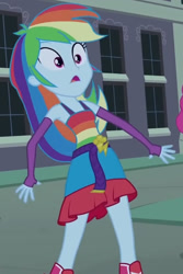Size: 1103x1656 | Tagged: safe, screencap, rainbow dash, equestria girls, g4, my little pony equestria girls, bare shoulders, cropped, fall formal outfits, sleeveless, strapless