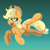 Size: 1640x1639 | Tagged: safe, artist:alleymutt, applejack, earth pony, pony, g4, applejack's hat, bucking, cowboy hat, female, gradient background, hat, lineless, mare, solo