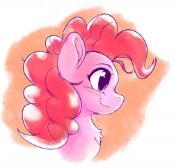 Size: 1427x1379 | Tagged: safe, artist:kurogewapony, pinkie pie, earth pony, pony, g4, blushing, bust, chest fluff, cute, diapinkes, female, happy, mare, portrait, simple background, smiling, solo
