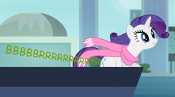 Size: 994x552 | Tagged: safe, edit, edited screencap, editor:thedarkpony, screencap, rarity, pony, unicorn, g4, rarity takes manehattan, fart, fart edit, fart noise, female, mare, onomatopoeia, sound effects