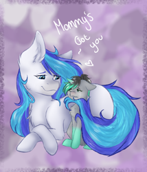 Size: 1834x2140 | Tagged: safe, artist:midnight magic, oc, oc:hooklined, oc:midnight magic, comforting, crying, cute, female, mother and child, mother and daughter