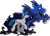 Size: 2603x1895 | Tagged: safe, artist:crimmharmony, princess luna, stygian, alicorn, pony, unicorn, g4, duo, female, looking at each other, looking at someone, male, mare, simple background, spread wings, stallion, stygian's cutie mark, transparent background, wings