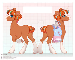 Size: 1024x823 | Tagged: safe, artist:chotbophoe, oc, pony, unicorn, bag, female, mare, obtrusive watermark, plushie, saddle bag, solo, watermark