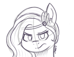 Size: 1300x1000 | Tagged: safe, artist:cobaltskies002, pipp petals, pegasus, pony, g5, adorapipp, angry, cute, female, jewelry, mare, pipp petals is not amused, signature, sketch, tiara, unamused