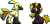 Size: 260x124 | Tagged: safe, artist:kelvin shadewing, oc, oc only, oc:melinda kvernbitt, oc:sulphur nimbus, hippogriff, hybrid, wolf, wolf pony, pixel art, simple background, sprite, transparent background, wony