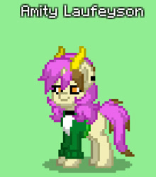 Size: 406x461 | Tagged: safe, oc, oc only, pony, unicorn, pony town, spoiler:the owl house, amity blight, dyed mane, dyed tail, loki, marvel, pixel art, solo, spoilers for another series, tail, the owl house