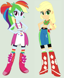 Size: 481x582 | Tagged: safe, artist:matthewjabeznazarioa, applejack, rainbow dash, equestria girls, g4, crossover, eqg promo pose set, exeron fighters, exeron outfit, martial arts kids