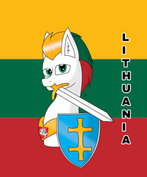 Size: 1280x1536 | Tagged: safe, artist:hiroultimate, oc, pony, flag, lithuania, nation ponies, ponified, solo