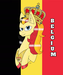 Size: 1280x1536 | Tagged: safe, artist:hiroultimate, oc, pony, belgium, flag, nation ponies, ponified, solo