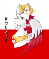 Size: 1280x1536 | Tagged: safe, artist:hiroultimate, oc, pegasus, pony, flag, nation ponies, poland, ponified, solo