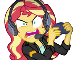 Size: 561x455 | Tagged: safe, artist:marcoequestrian98, edit, edited screencap, screencap, sunset shimmer, equestria girls, g4, game stream, my little pony equestria girls: better together, background removed, controller, female, gamer sunset, not a vector, psycho gamer sunset, simple background, solo, tell me what you need, transparent background
