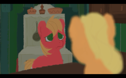 Size: 1280x800 | Tagged: safe, artist:kluzart, applejack, big macintosh, earth pony, pony, g4, colt big macintosh, male, younger