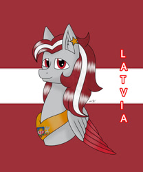 Size: 1280x1536 | Tagged: safe, artist:hiroultimate, oc, pony, flag, latvia, nation ponies, ponified, solo