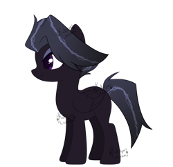 Size: 1280x1238 | Tagged: oc name needed, safe, artist:katelynleeann42, oc, oc only, pegasus, pony, black coat, eyeshadow, female, folded wings, makeup, mare, purple eyes, simple background, solo, transparent background, wings