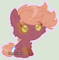 Size: 1452x1474 | Tagged: safe, artist:stormcloud-yt, oc, oc only, oc:oliver, earth pony, pony, baby, baby pony, base used, cheek fluff, chest fluff, earth pony oc, offspring, parent:apple bloom, parent:tender taps, parents:tenderbloom, simple background, sitting, smiling, solo