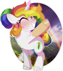 Size: 2519x2832 | Tagged: safe, artist:stormcloud-yt, oc, oc only, pony, unicorn, grin, high res, hoof polish, multicolored hair, rainbow hair, simple background, smiling, solo, transparent background