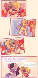 Size: 624x1280 | Tagged: safe, artist:sockiepuppetry, argyle starshine, hitch trailblazer, sprout cloverleaf, sunny starscout, earth pony, pony, g5, camera, comic, eyes closed, looking down, photo, sparkles, sweat, sweatdrop, tongue out