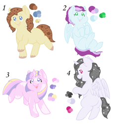 Size: 1500x1600 | Tagged: safe, artist:monse2001, oc, oc only, alicorn, earth pony, pegasus, pony, unicorn, alicorn oc, base used, earth pony oc, ethereal mane, horn, pegasus oc, simple background, starry mane, unicorn oc, unshorn fetlocks, white background, wings