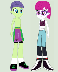 Size: 379x466 | Tagged: safe, artist:matthewjabeznazarioa, cucumber seed, little red, equestria girls, g4, crossover, equestria girls-ified, exeron fighters, martial arts kids, martial arts kids outfits