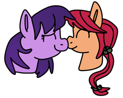 Size: 1100x880 | Tagged: safe, artist:jadeharmony, applejack, twilight sparkle, earth pony, pony, g5, ^^, boop, bust, duo, duo female, earth pony twilight, eyes closed, female, g5 concept leaks, lesbian, mare, noseboop, nuzzling, redesign, ship:twijack, shipping, simple background, smiling, transparent background